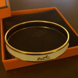 White and Gold Hermès bangle bracelet